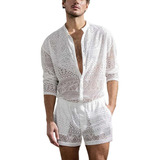 Conjunto Camiseta E Shorts Masculino Em Renda