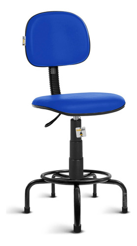 Cadeira Caixa Alta Balcao Secretaria C/ Aro Rv Azul