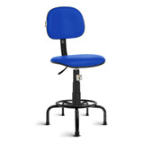 Cadeira Caixa Alta Balcao Secretaria C/ Aro Rv Azul