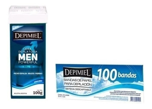 Depimiel Kit Depilatorio 1 Ceras Roll On Hombre+ 100 Bandas 