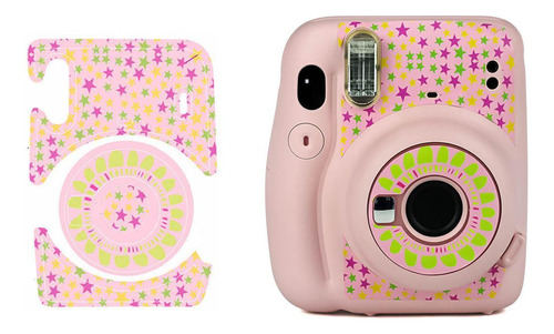 Adesivo Estrelas Para Câmera Instax Mini 11 Fundo Rosa