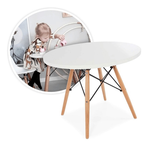 Mesa Eames Kids Madera Natural 60x60x50 Cm Infantil