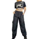 Pantalon Parachute Jogger Oversize Elastico Cargo Mujer Moda