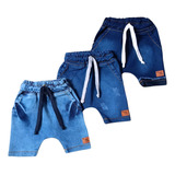 Kit 3 Shorts Jeans Bebê Bermuda Menino Verão