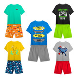 Kit 6 Peças De Roupa Infantil Masculino 3 Camisas + 3 Shorts