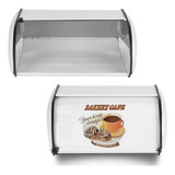 Porta Bolo Tortas Cesto Organizador Pães Inox Decorado Aço