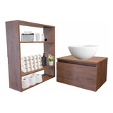 Mueble Para Baño Kit Lavabo Estantería Repisa Organizador