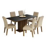 Madesa Comedor Mesa Madera 6 Sillas Hanna Rust./negro/imp