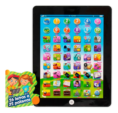 Tablet Infantil Educativo Interativo 32 Palavras Bilíngue