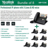 Yealink [8-pack] T23g Del Teléfono Ip, 3 Líneas. Lcd De 2,8 