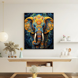 Quadro Decorativo Grande Luxo Sala 90x60 Elefante Azul 01