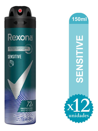 Pack Desodorante Rexona Men Sensitive 150ml X 12 Unid - Ma