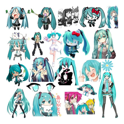 Stickers Hachune Miku's Pack De 20 Stickers Surtidos.