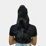 Cabelo Rabo De Cavalo Liso Repicado Bio Fibra 60cm Thalia Cor Preto 01