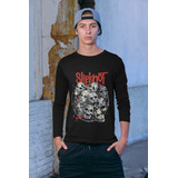 Polera Larga Slipknot Metal Rock Rostros Estampado Algodon