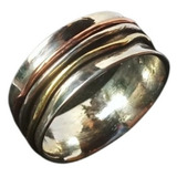 Anillo Meditación Concavo Plata Cobre Y Bronce 