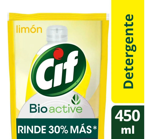 Detergente Cif Limon Bio Active Repuesto Económico X 450 Ml