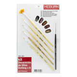 Heburn Kit X 5 Pinceles + Dotting Decoración Uñas Cod 1407