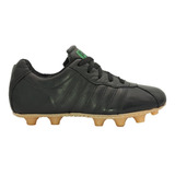 Zapato Fútbol Soccer Pepesa, Negro, Piel, Suela Todo Terreno