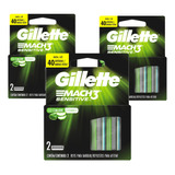 3 Pack Repuestos Para Afeitar Gillette Mach3 Sensitive