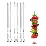 6 Brochetas Pinchos Anticucho Acero Barbacoa Parrilla Asado