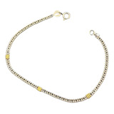 Pulsera Plata 925 Y Oro Groumet Doble 3mm Maciza