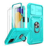 Funda Con Anillo + Templado Para Samsung Galaxy A03s (menta)