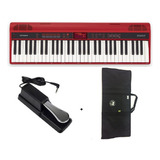 Teclado Roland Go Keys 61k Loop + Capa + Pedal Sustain Cor Preto E Vermelho 110v/220v