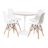 Conjunto Mesa Saarinen Branca 90cm E 4 Cadeiras Eames Branca