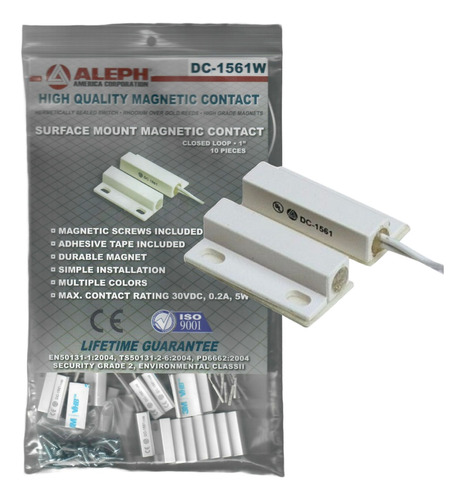 Pack 10 Detector Magnetico Aleph Dc-1561w Precableado Blanco
