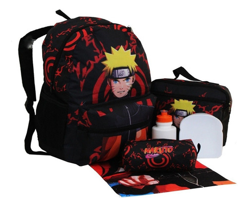 Kit Mochila Naruto T3 Infantil Aulas Costas