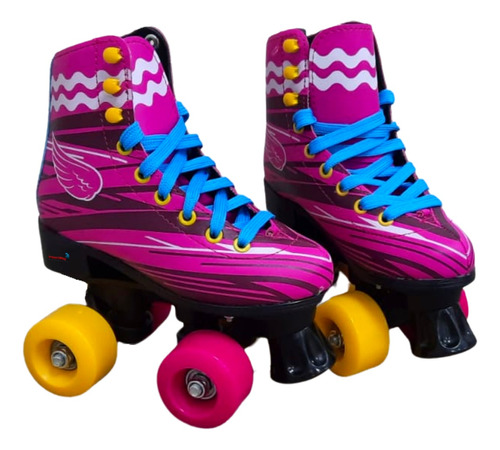 Patins Tradicional Quad Roller Retro Bota 31 Ao 39 Rosa