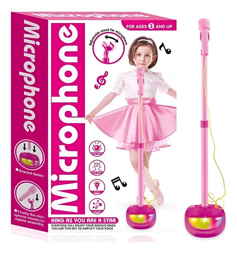 Microfone P/ Criança Infantil C/ Pedestal Mp3 Menina Criança