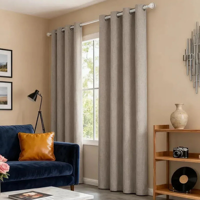 Cortinas Blackout Con Lino Y Piel Sintética, Pack De 2 Paneles Largos Para Recámara Natural