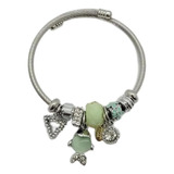  Fit Pandora Charm Pulseira De Aço Figura De Peixe Verde Os 