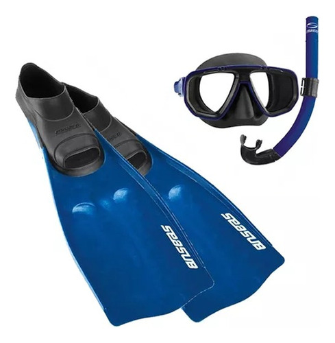 Kit Máscara E Snorkel Dua Pro + Nadadeira Seasub