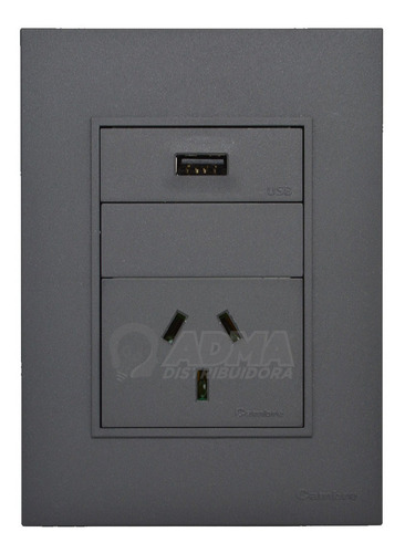 Tapa Bastidor Cambre Toma 10a + Toma Usb Bauhaus Gris