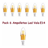Pack De 6 Ampolletas Led Vela 9w E14 Calida