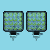 Par De Faros 16 Leds Cuadrados Mini Slim Luz Fija Y Estrobo