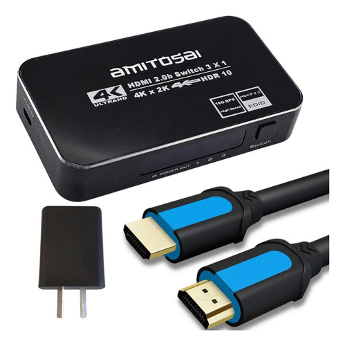 Switch Hdmi 3x1 Amitosai Ideal Gaming Avanzado+ Hdmi4kv2- 3m