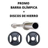 Promo: 1 Barra Olimpica 20kg + 100kg En Discos De Hierro