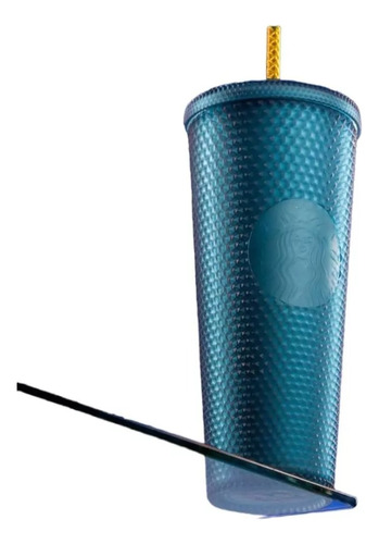 Vaso Tumbler Starbucks Navy Blue Grid Cold Cup Studded