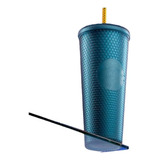 Vaso Tumbler Starbucks Navy Blue Grid Cold Cup Studded