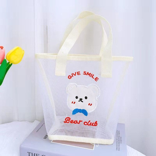 Bolsa De Cosméticos Cute Bear Ins Mesh Bag Fashion 2024