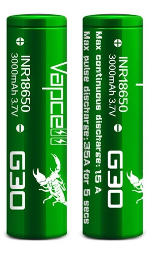 2 Baterias De Litio 18650 Vapcell G30 3000mah