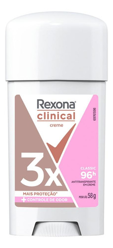 Desodorante Creme Rexona Clinical Classic 96h Com 58g
