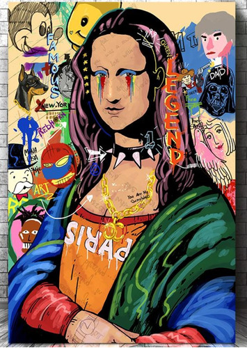 Arte Monalisa Graffiti Cuadro Moderno En Tela Canvas 