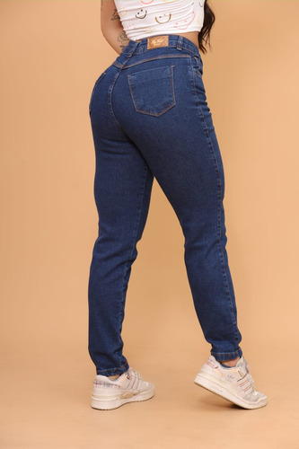 Calça Mom Jeans Feminina Com Elastano Cintura Alta 