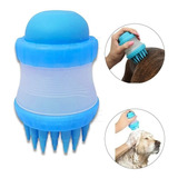 Escova Pente Silicone C/ Dispenser Shampoo Banho Tosa Pet