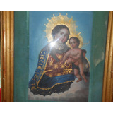 Antigua Virgen Niño Dios Pintura Oleo Cuadro Madera Xix